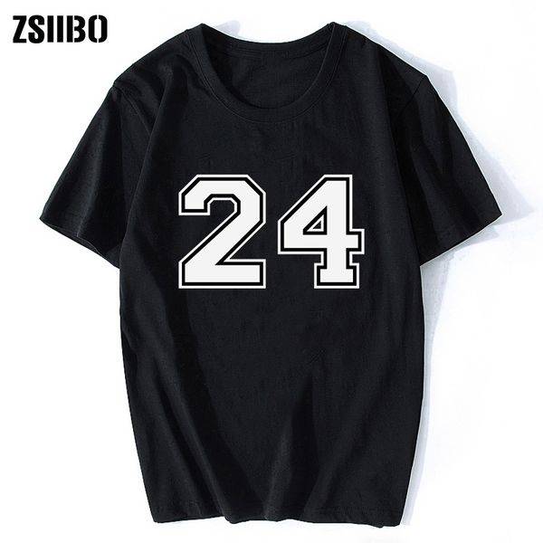 

sports jersey 24 number gift for fan or player cotton fashion t-shirt loose print short-sleeved casual selling hip-hop