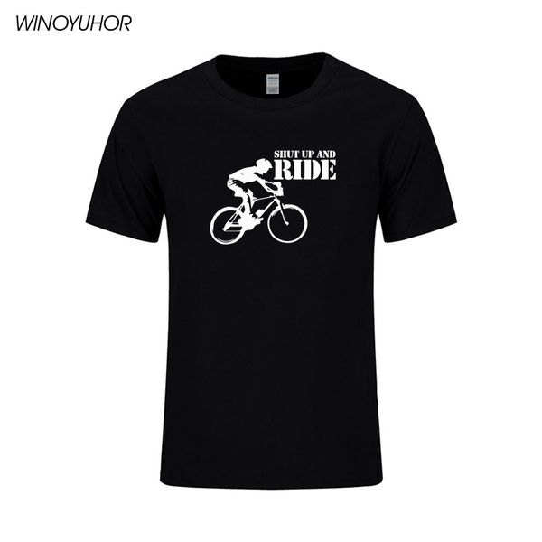 

shut up and ride cool printed t-shirt men summer short sleeve cotton funny cycling mountain biker gift tshirt homme
