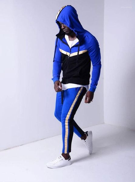 

casual striped man sweatshirts sets velvet long sleeve male sport suits mens hooded tracksuits, Gray