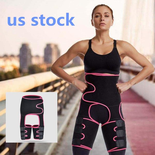 

US STOCK Waist Trainer 3-in-1 Thigh Trimmers with BuLifter Body Shaper Arm Belt For Waist Support Sport Workout Sweat Bands FY8054