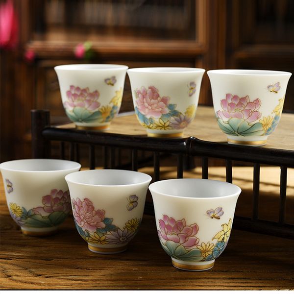 Tazza da tè in porcellana bianca in ceramica di pecora grassa giada ceramica tazza singola regalo bianco puro piccola ciotola da tè accessori