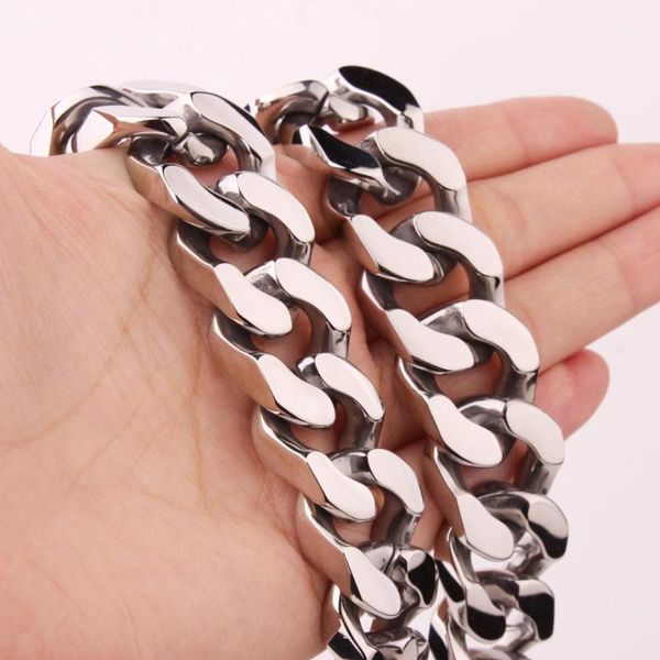 

fashion mens jewelry silver color 316l stainless steel curb cuban link chain necklace or bracelet 20mm xmas gift