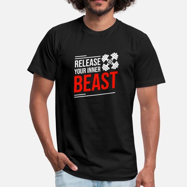 

release your inner beast fitness gym workout quote t shirt men create short sleeve s-3xl standard cute funny casual spring pictures shirt