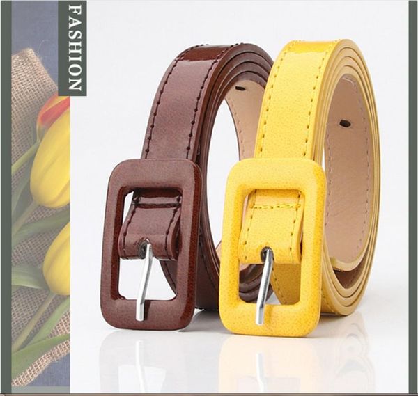 

2020 ladies patent leather belt simple rectangular pin buckle korean fashion wild decorative sweater dress belt, Black;brown
