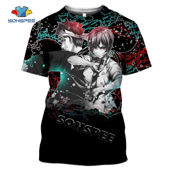 

anime print food wars shokugeki no soma summer casial boys 3d print shirts oversized funny hippie men clothing