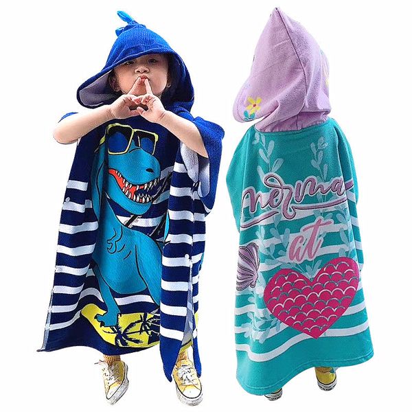 

cute children cartoon bath towels boys girls thick hooded cloak beach towel beach blanket pool swim shower bathrobe clothes 2020