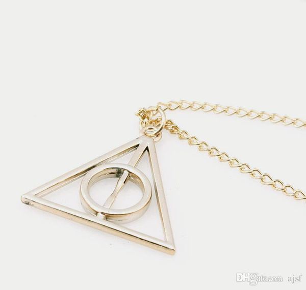 

luna deathly hallows designer necklace retro triangle round pendant jewelry silver bronze plated sweater chains necklace special offer