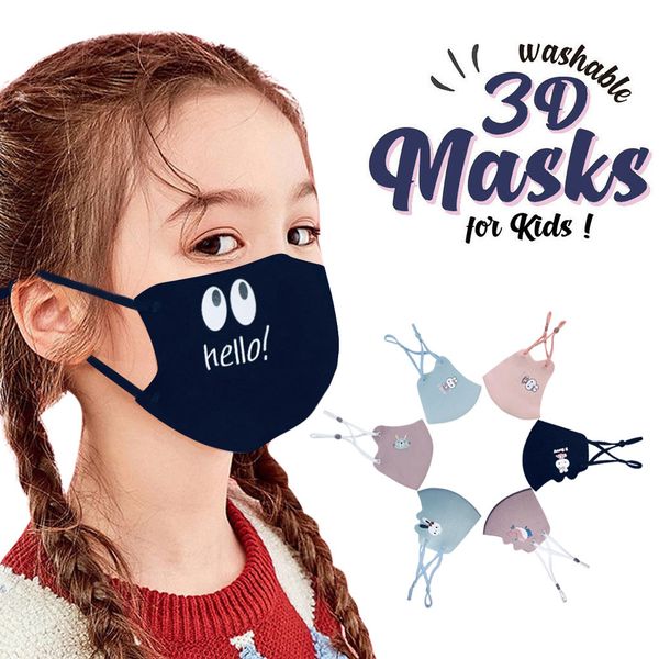 

Marchwind Kids Cartoon Print Adjustable Washable Safet Protect Dustproof Haze Face Mask Reusable Mouth Cover Fashion Fabric Masks