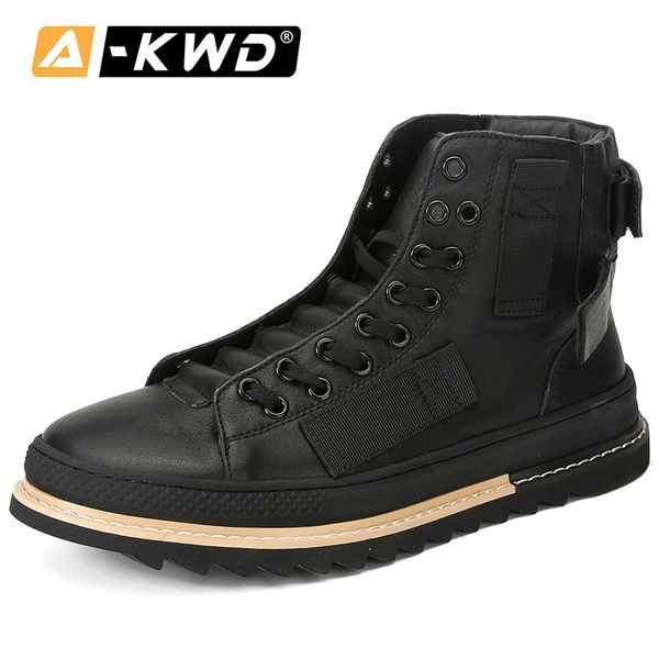 

fashion autumn breathable mens boots genuine leather high tooling shoes black knight lace-up men boot chaussure hiver homme