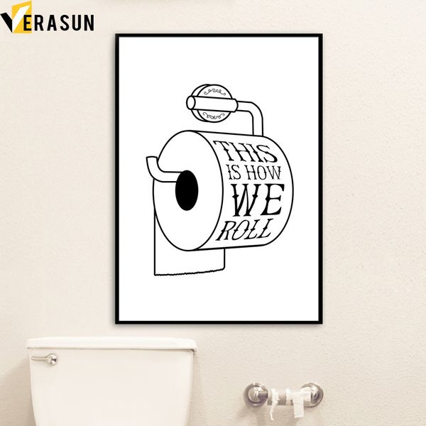 

nordic minimalism funny toilet paper wall art canvas painting posters and prints black white wall pictures for bathroom decor