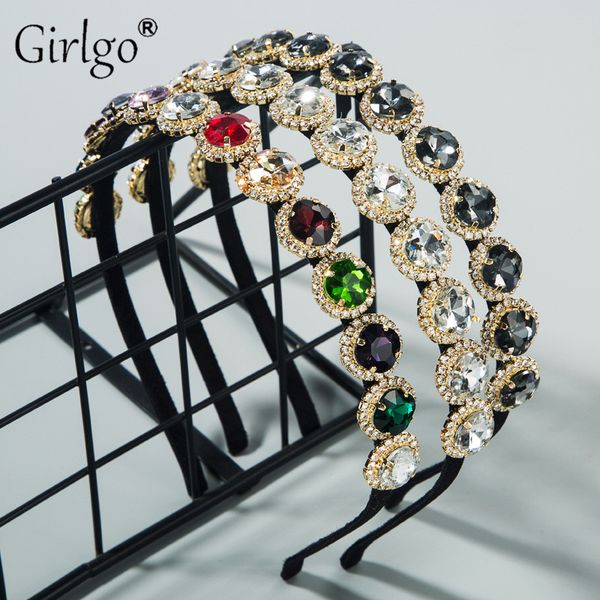 

girlgo glass drill classic hairbands for women bling multicolored headbands hair accessories imitation pearls wedding party new, Golden;white