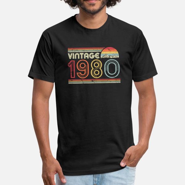 

40th birthday gift design. classic, vintage 1980 t shirt men personalized tee shirt euro size s-3xl male new style summer style cool shirt, White;black