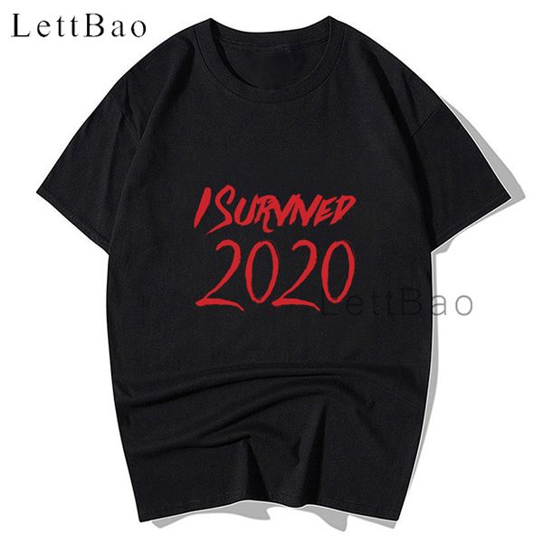 

я выжила 2020 письмо тенниска 100% хлопок графический крупногабаритные tshirt vintage готическом мужская одежда мужская streetwear tee shirt