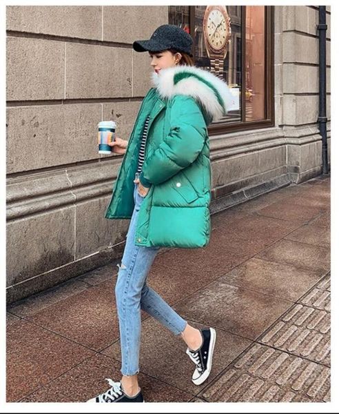 

women's down & parkas 2021 nouveau duvet coton hiver lÃ¢che femmes Ã capuche parka manches longues col en fourrure fermeture Ã©clair Ã©pai, Black