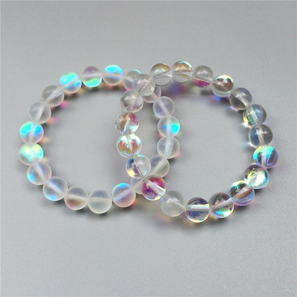 

2020 10mm mystic aura quartz white beads bracelet,elastic bracelet ,gemstone bracelet ,bead bracelet,matte or polished stone beads, Black