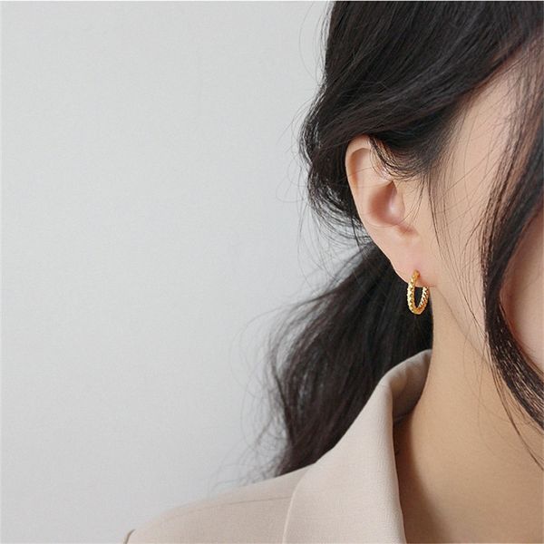 

AprilGrass Brand Designer Piercing Twinkling Stars Women's Earrings 100% 925 Sterling Silver Round Circle Loop Stud Earrings for Women
