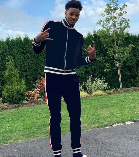 

2020 мужские новые костюмы модные две пьесы мода куртки trackpants hiphop streetwear оптовая лучшие качества азиатских размер 2 стили, Gray
