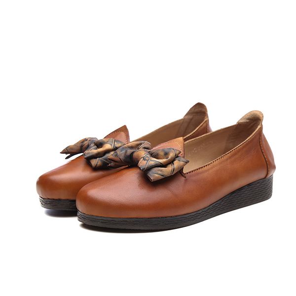 

yourseason women platform retro pumps genuine leather 2020 spring autumn butterfly-knot round toe female casual slip on shoes, Black