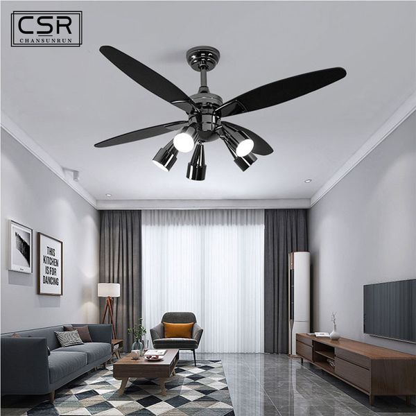 

electric fans 48 inch luxury ceiling with lights ventilator lamp remote control rotates 90 degrees piano black lamps ligh lighting