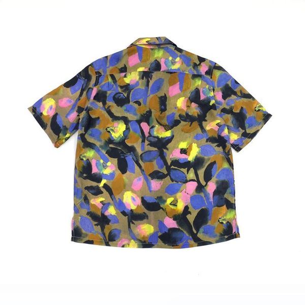 

paris abstract flower printing short sleeved shirts black short sleeved shirt fashion sandy beach tee casual street men women, White;black