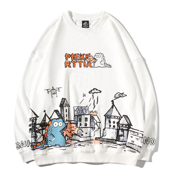 

2020 new arrival hoodies fashion hoodie loose long sleeve casual full print o-neck none cotton hip hop sweatshirt, Black