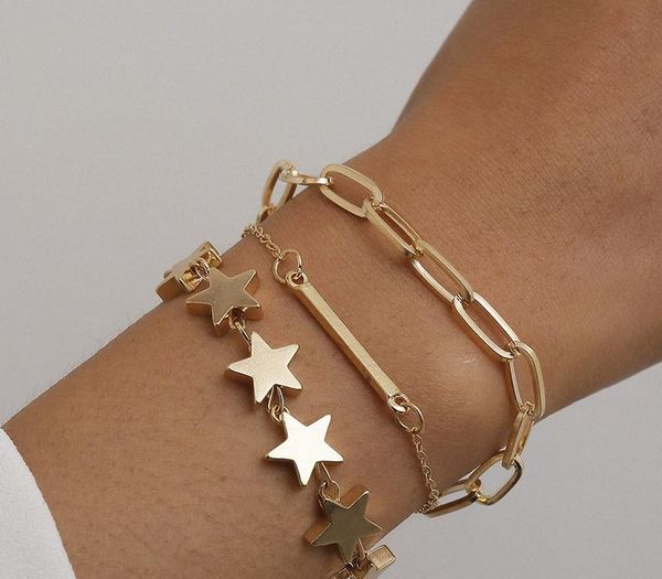 

высокое качество boho punk heavy metal star цепи браслет женщины мужчины armband стимпанк замок браслеты друг couple11, Black