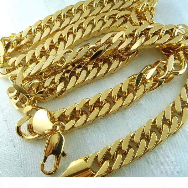 

n111-мужская 18k 18ct gold filled 10мм ширина тяжелая охладить ожерелье, Silver