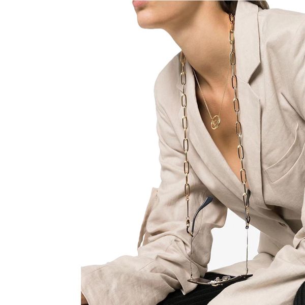 

simple long link glasses chain gold metal for women men non-slip reading eyeglasses chain cord holder neck strap lanyard eyewear, Silver