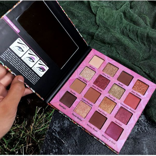 

shimmer and matte eye shadow 16 color rose wet eyeshadow palette long lasting makeup