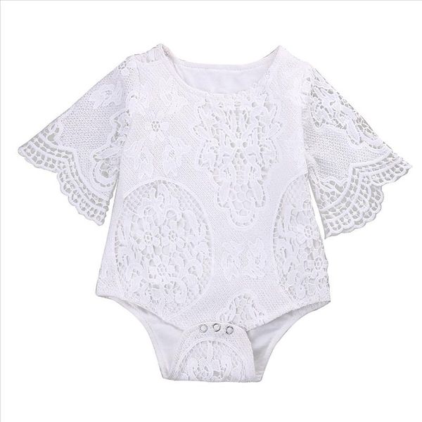 

newborn baby girls kid lace floral cotton blend romper jumpsuit outfits sunsuit o neck fashion clothes, Blue