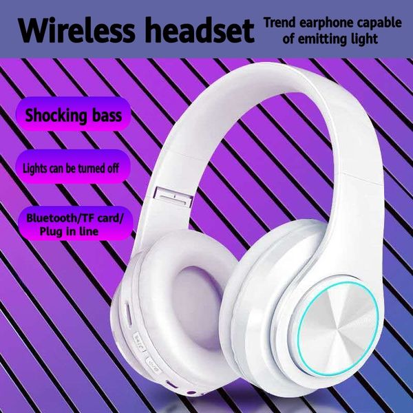 

trend of the bluetooth headset wearing type luminous color hifi sound general heavy bass mobile tablet and computer