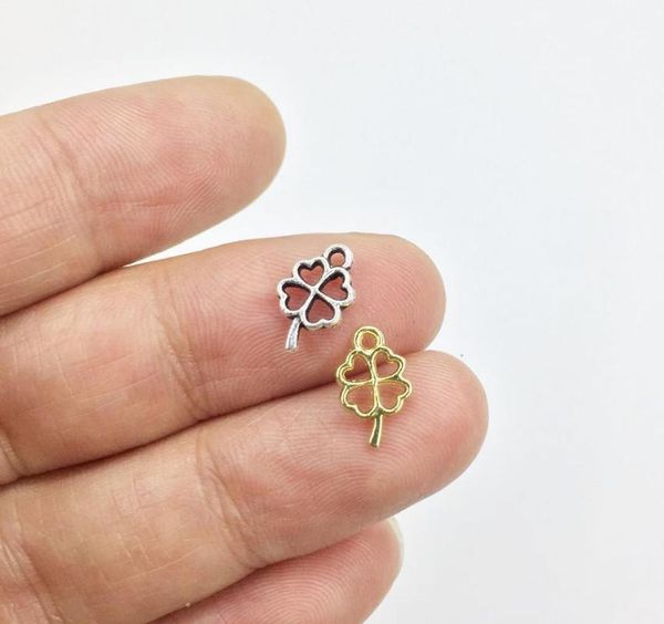

eruifa 30pcs popular mini 6mm clover dangling coin charms wholesell necklace,earring bracelet jewelry diy handmade 2 colors, Bronze;silver