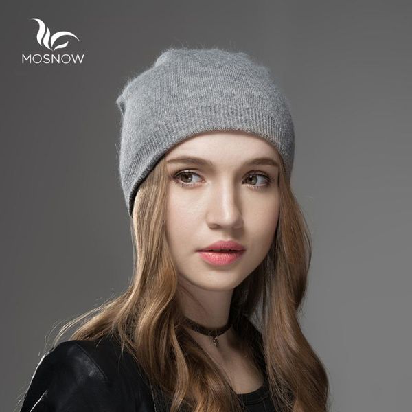 

mosnow winter hats for women 2020 new solid wool asymmetrical knitted brand casual warm hat female skullies beanies bonnet, Blue;gray