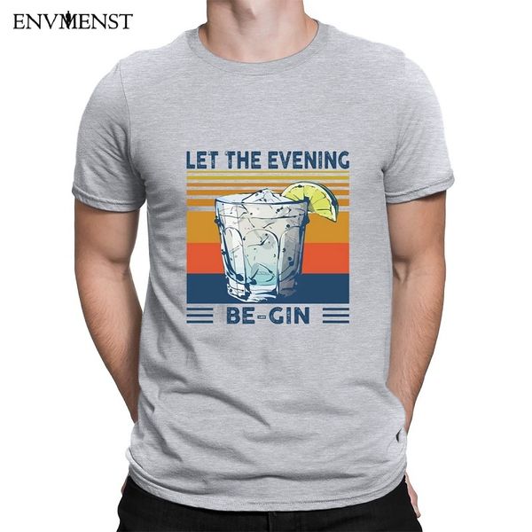

envmenst t shirt 2020 summer printed sweatshirt martini cocktail let the evening be gin funny vintage men's t-shirt cotton tee