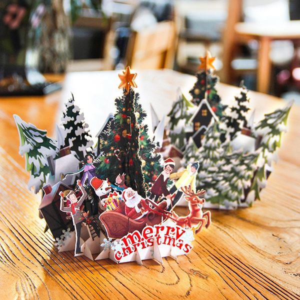 

3d invitation cards with postcard envelope christmas greeting card merry christmas popup folding greeting card holiday new