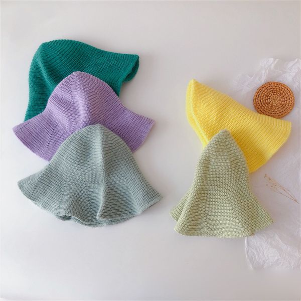 

hair accessories 2021 autumn arrival girls fashion knitted hat kids candy color fisherman baby girl, Slivery;white