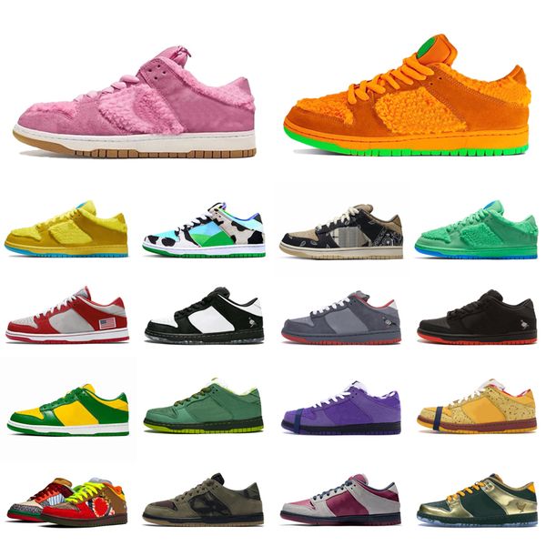 

new dunk running shoes men women pink green orange yellow bears chunky dunky brazil sashiko samba trainers outdoor casual sports sneakers