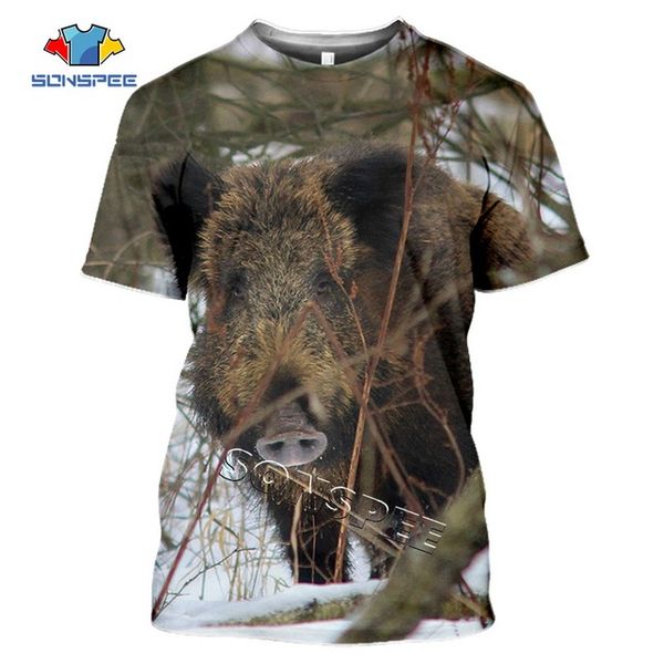 

summer hunting wild boar animals 3d print shirts harajuku aesthetic oversized men clothing