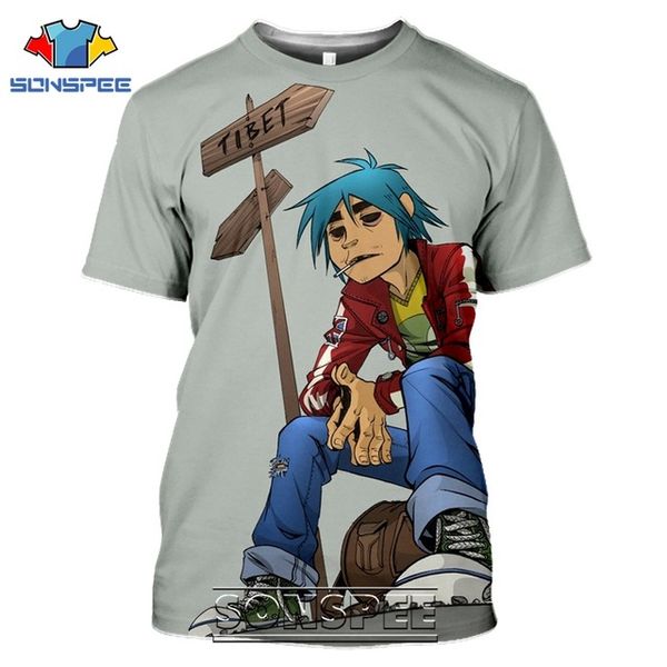 

men gorillaz popular cartoon 3d print shirts anime hippie funny men clothing