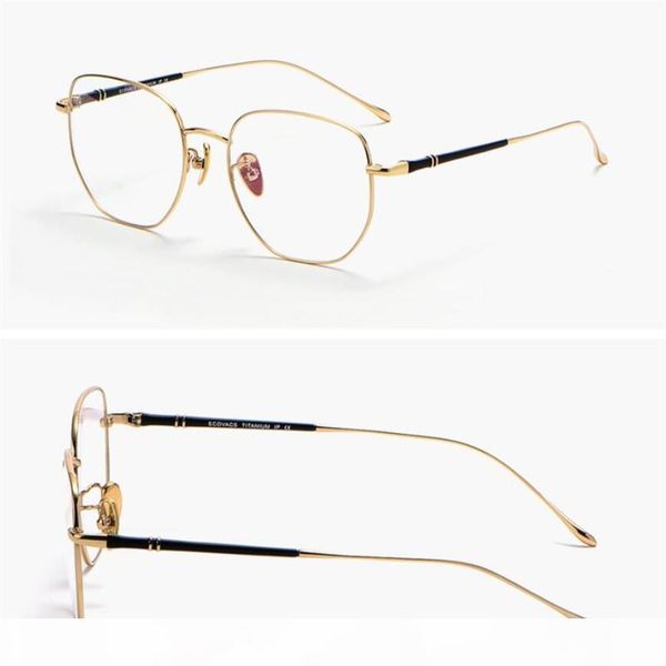 

ultralight retro pure titanium full rim progressive multi-focal lens eyewear black gold see near far reading glasses, White;black