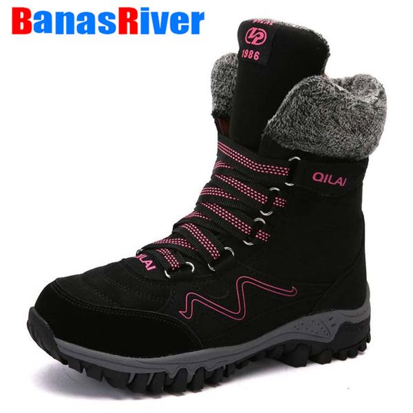 

2020 new arrival fashion botas hombre suede leather women snow boots winter warm fur plush ankle flats shoes 35-42, Black