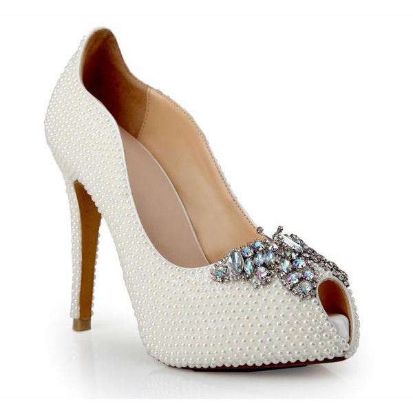 

sandals dream2021 customized private fish mouth pearl bride shoes luxury butterfly diamond buckle white fashion wedding high heels, Black