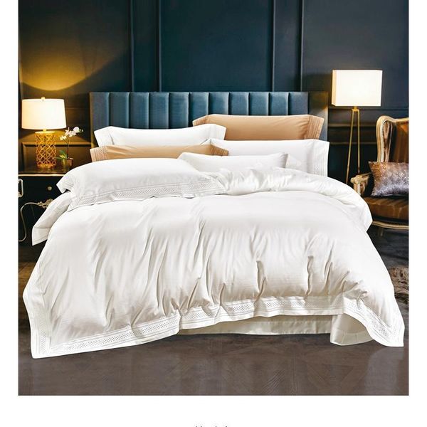 

bedding sets chic hollow edge duvet cover 1000tc egyptian cotton durable soft comforter protector solid bed sheet jpcs  king size