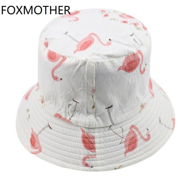

woman bucket caps hat lovely foxmother print gorras summer flamingo white new fashion chapeau pecheur tparg zhjoutdoorsport, Black;white