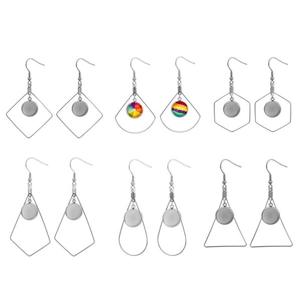

20pcs 12mm dia stainless steel earring hooks base setttings fashion jewelry making accessories fit glass resin earrings making