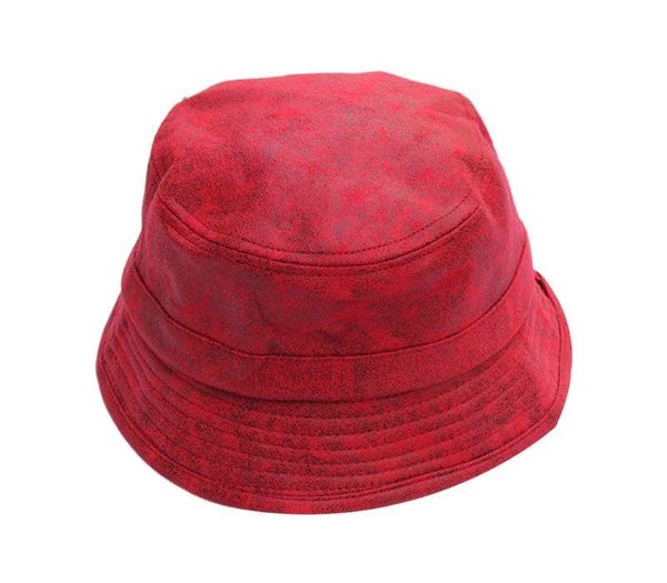 

Fashionable New Unisex Autumn Faux Leather Cuffed Wide Brim Bucket Cap Packable Fisherman Hat