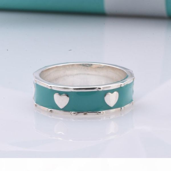 

100% sterling silver love ring women party gift enamel blue jewelry