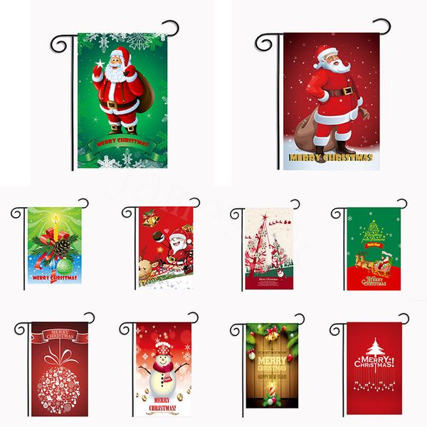 Bandiere da giardino di Natale 30 * 45 cm Banner da giardino pensile per esterni Felice anno nuovo Banner di Natale Decorazioni per feste a casa DA918