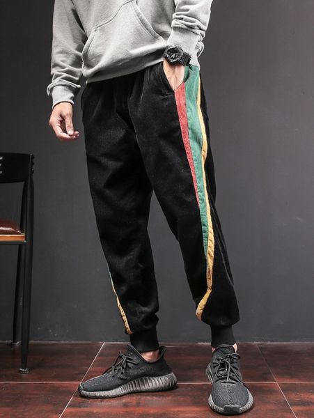 

yozihis men's fashion color block patch jogger pants male casual cotton autumn winter sweatpants black trouser pantalon