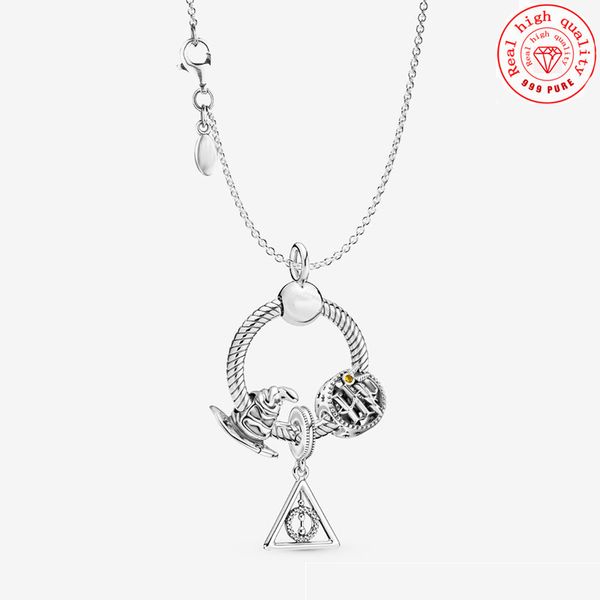 

2020 new series necklace chain deathly hallows dangle sorting hat charm pendant necklace boy girl jewelry, Silver